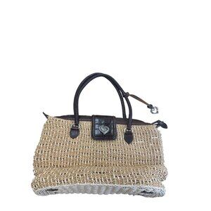 Brighton womans beige Straw charmed satchel handbag Medium size SKU 8529